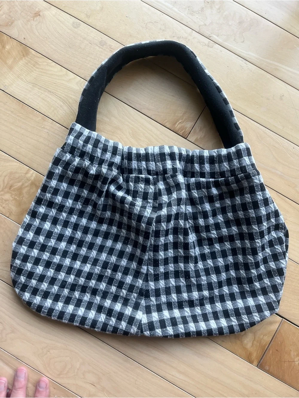 Upcycled Satchel style Purse. Black& White Check. One size.